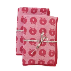 Clearance 2 pak håndklæde 70x140 med æbler - Sea pink Børn Badekåber & Håndklæder