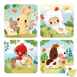 Discount 5 Progressive Farm Animal Puzzles 6-9-12-16 pcs Puslespil