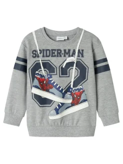 Hot Adam Spider Sweatshirt - Grey Melange Cardigans, Veste & Trøjer