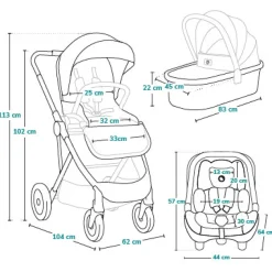 Best Amber 3i1 duovogn - blue navy Vognpakker|Kombivognspakker