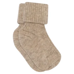 Baby rib ankelstrømpe - Light Brown Melange Strømper