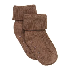 Hot Baby rib sok m. ABS - Sepia Skridsikre Strømper|Strømper