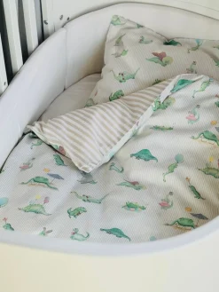 Outlet Baby sengetøj, Dino Green/Beige 70x100 cm Børn Sengetøj