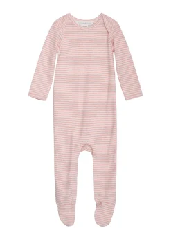 Hot Baby Stribet Dragt - Coral/Offwhite Heldragter M. Fod