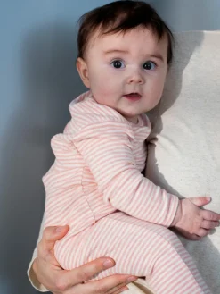 Hot Baby Stribet Dragt - Coral/Offwhite Heldragter M. Fod