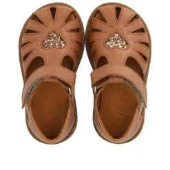 Discount Begynder sandal med glitterhjerte - Clay/Clay Glitter Sandaler Med Lukket Tå|Begyndersandaler