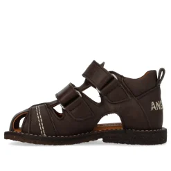 Online Begynder sandal med velcrolukning - Dark Brown Sandaler Med Lukket Tå|Begyndersandaler