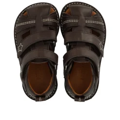 Online Begynder sandal med velcrolukning - Dark Brown Sandaler Med Lukket Tå|Begyndersandaler