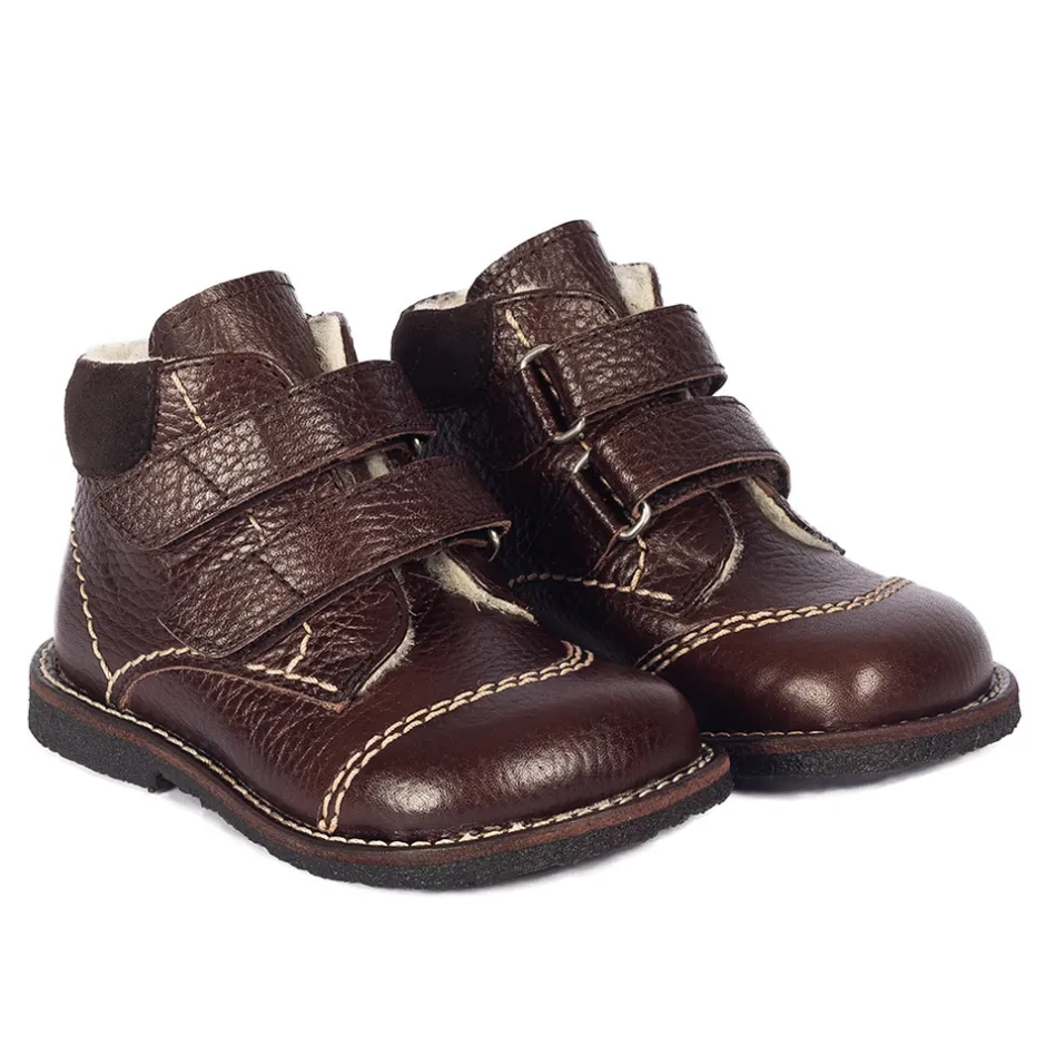 Hot Begynder velcrosko - DARK BROWN Vinterstøvler|Begyndersko