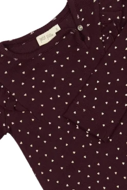 Clearance Body Langærmet - Dark Grape/White Bodystocking Langærmet