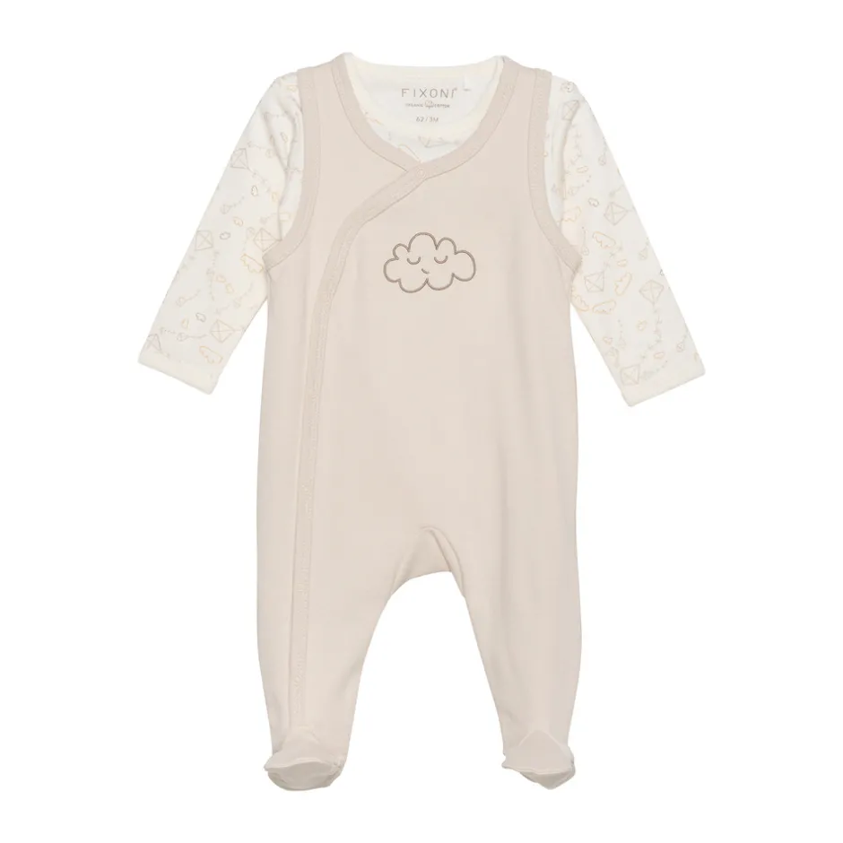 New Body langærmet m.romper - Oatmeal Bodysæt|Heldragter M. Fod