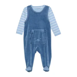 New Body langærmet m.velour romper - Blue Fushion Bodysæt|Heldragter M. Fod