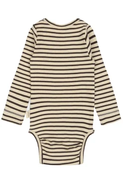 Hot Body ls - Coffee Bean/Off White Bodystocking Langærmet