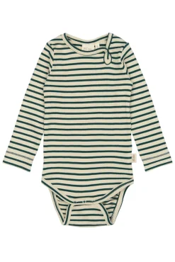 New Body ls - Dark Sea/Off White Bodystocking Langærmet