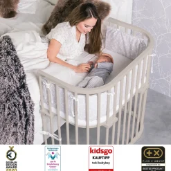 Sale Boxspring bedside crib - beige Børn Side By Side Senge