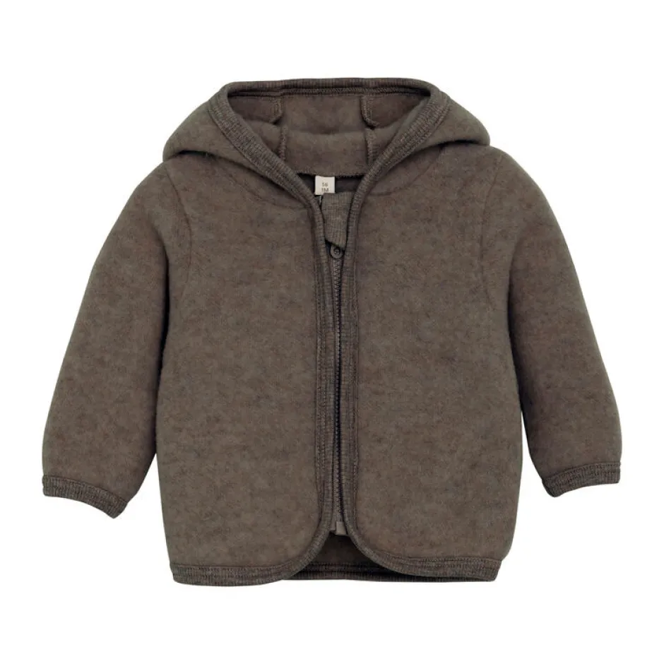 Best Cardigan m. Ører Uld Fleece - Brown Melange Uldoverdele|Cardigans, Veste & Trøjer