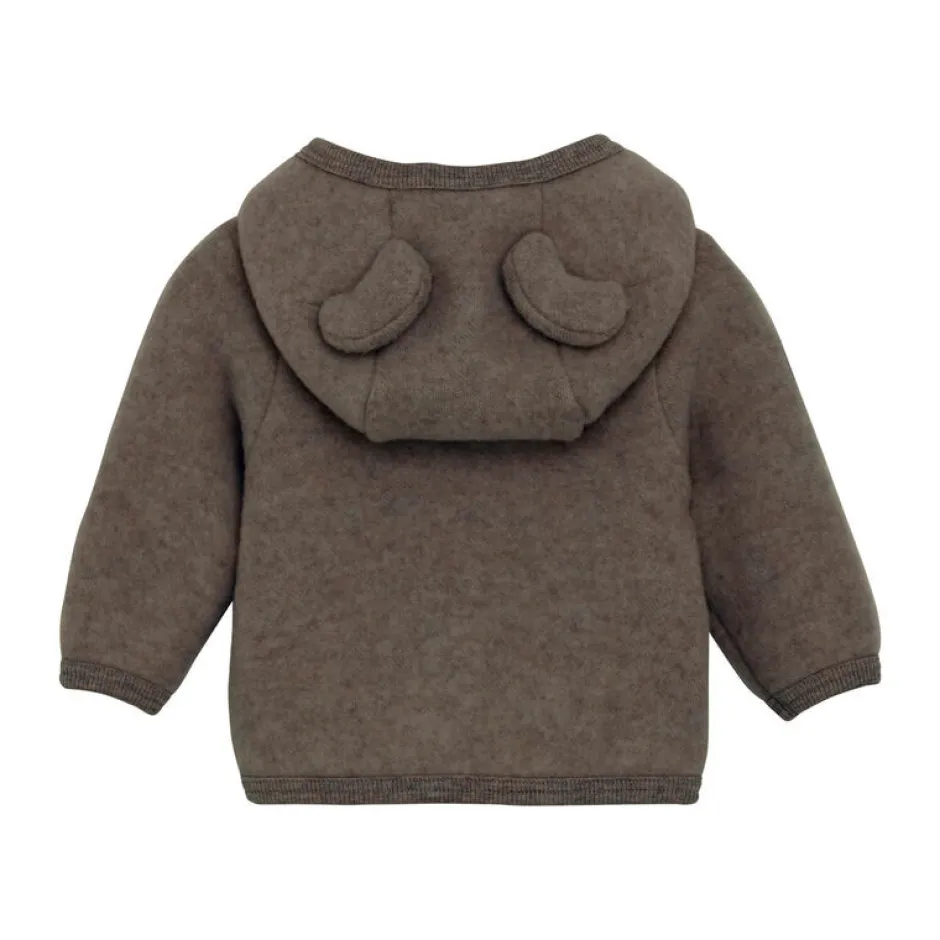 Best Cardigan m. Ører Uld Fleece - Brown Melange Uldoverdele|Cardigans, Veste & Trøjer