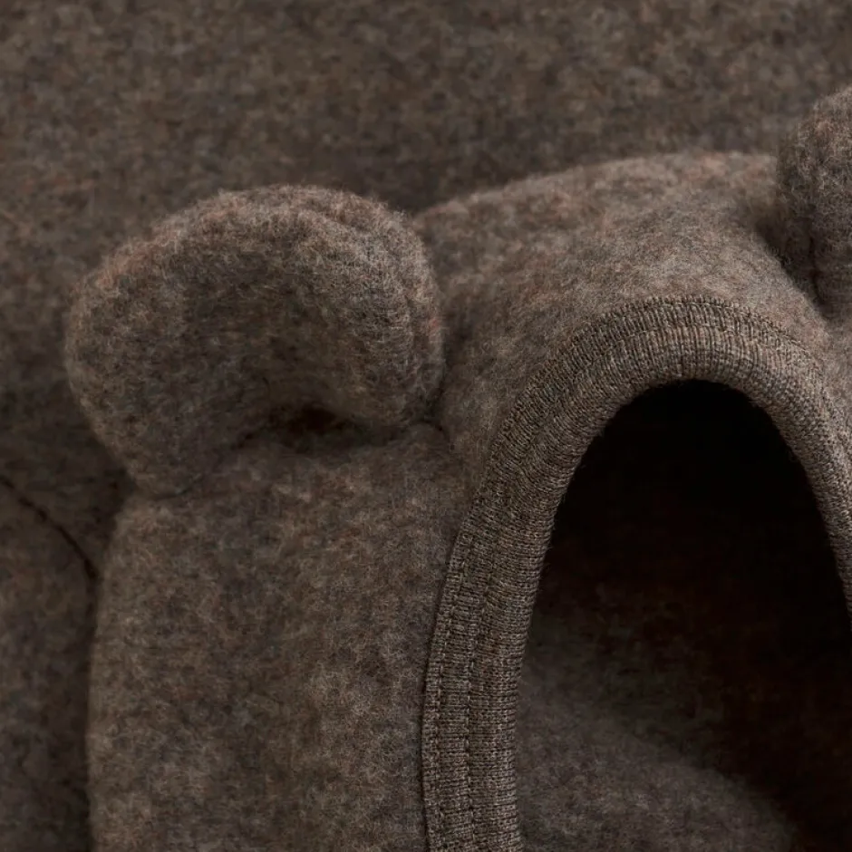 Best Cardigan m. Ører Uld Fleece - Brown Melange Uldoverdele|Cardigans, Veste & Trøjer