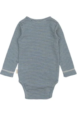 Online Dante Uld Body Langærmet - Ensign Blue/Dark Off White Uldbodyer|Bodystocking Langærmet