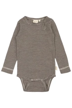 Dante Uld Body Langærmet - Coffee Bean/Dark Off White Uldbodyer|Bodystocking Langærmet