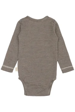 Dante Uld Body Langærmet - Coffee Bean/Dark Off White Uldbodyer|Bodystocking Langærmet