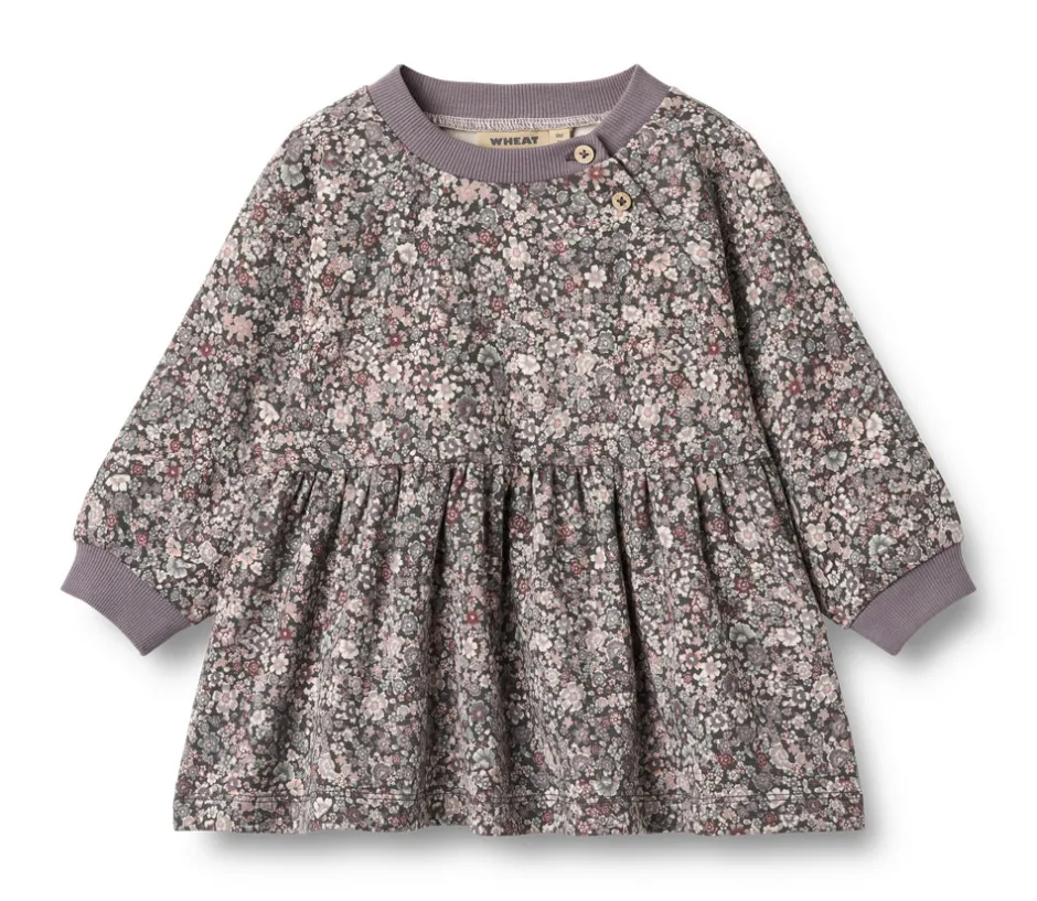 Online Dorthea Jersey Kjole - Purple stone flowers Kjoler