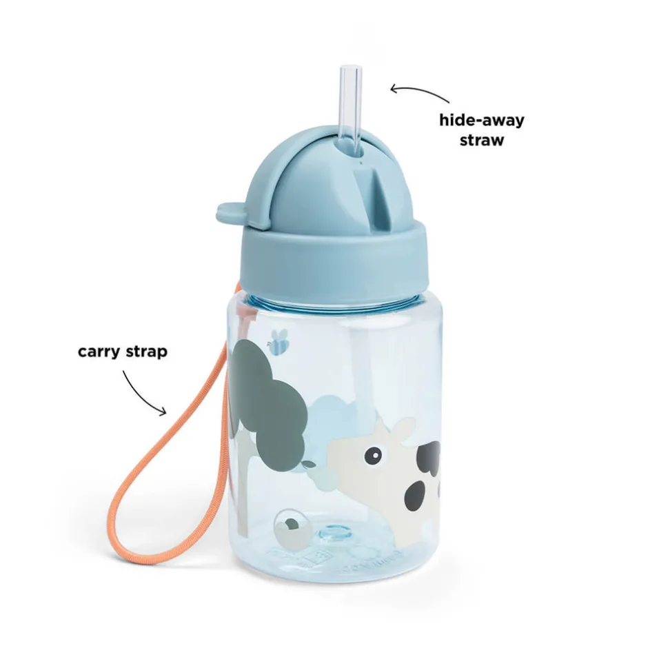 Discount Drikkedunk m/sugerør Tiny farm Blå Madkasser & Drikkedunke