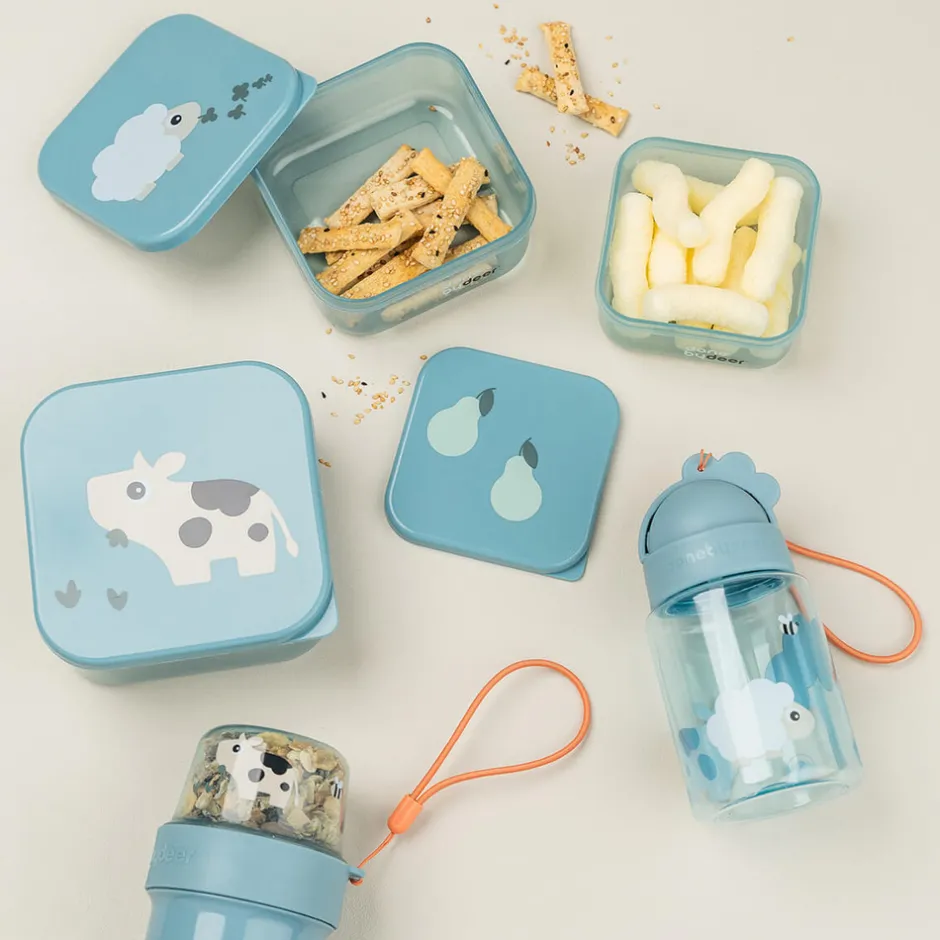 Discount Drikkedunk m/sugerør Tiny farm Blå Madkasser & Drikkedunke