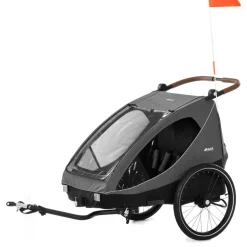 New Dryk duo cykelanhænger - melange grey Søskende/Tvillingevogne|Cykelvogne