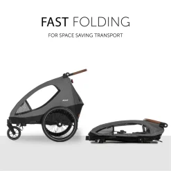 New Dryk duo cykelanhænger - melange grey Søskende/Tvillingevogne|Cykelvogne