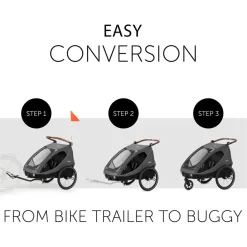 New Dryk duo cykelanhænger - melange grey Søskende/Tvillingevogne|Cykelvogne