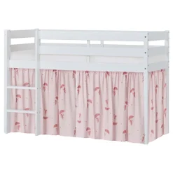 New ECO Comfort halvhøj seng hvid, med forhæng rød Børn Pakkeløsninger