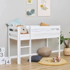 Discount ECO Comfort halvhøj seng med madras 70x160 cm. - hvid Børn Juniorsenge