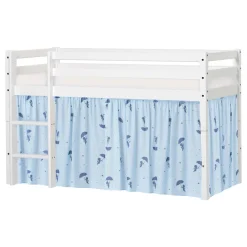 Best ECO Dream Halvhøj seng (delbar) hvid 70x160, med forhæng blå Børn Pakkeløsninger|Juniorsenge