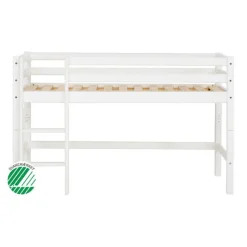 Best ECO Dream Halvhøj seng (delbar) hvid 70x160, med forhæng grøn Børn Pakkeløsninger|Juniorsenge