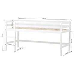 Clearance ECO Dream Halvhøj seng (delbar) hvid 90x200, med forhæng blå Børn Pakkeløsninger|Juniorsenge