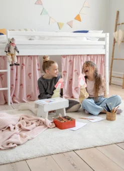 Clearance ECO Dream Halvhøj seng (delbar) hvid 90x200, med forhæng blå Børn Pakkeløsninger|Juniorsenge