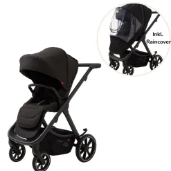 New Evoke Klapvogn inkl. regnslag - sort Klapvogne Med Flade Sæder