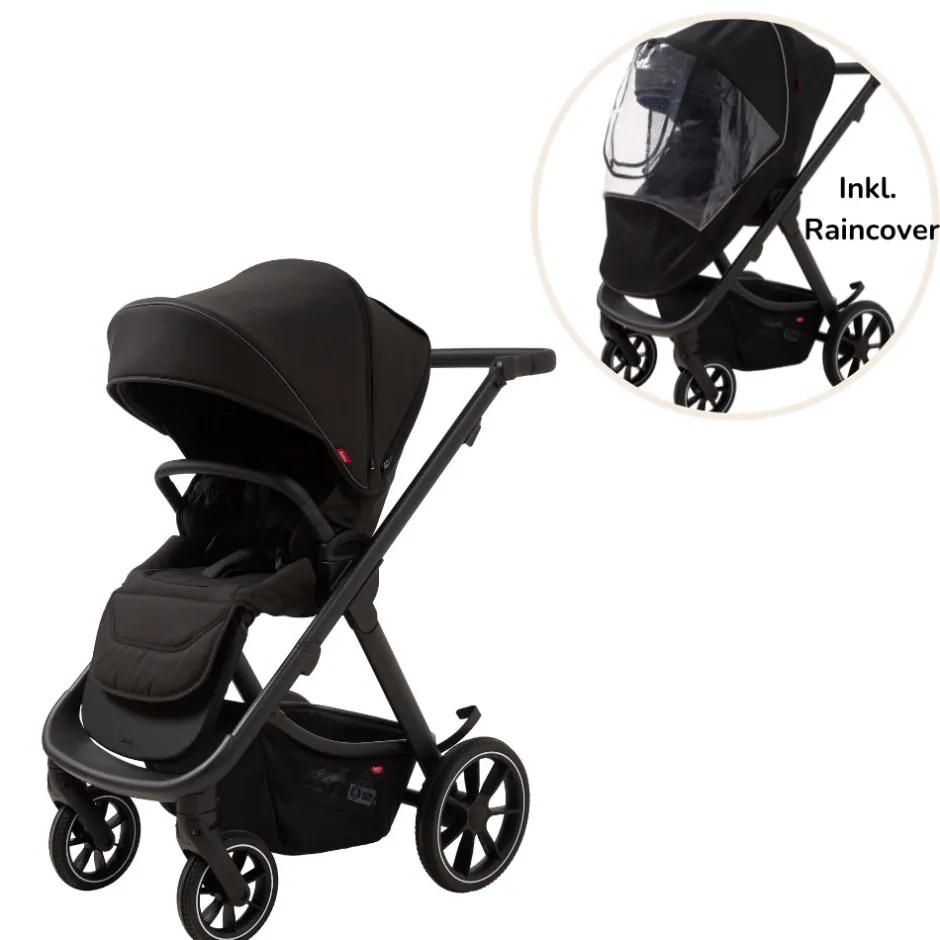 New Evoke Klapvogn inkl. regnslag - sort Klapvogne Med Flade Sæder