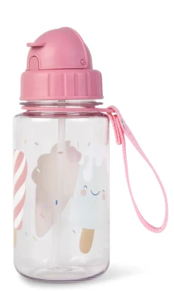 Outlet Flaske m. Sugerør - Pink Madkasser & Drikkedunke
