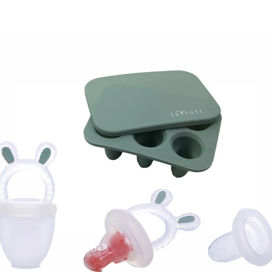Outlet Frugtsut med mini fryseform - Smokey Green Foodfeeder Og Frugtsut