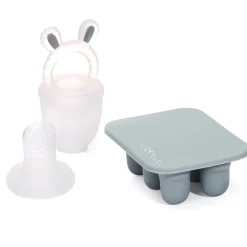 Outlet Frugtsut med mini fryseform - Smokey Green Foodfeeder Og Frugtsut