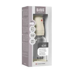 Glass baby bottle silicone 120 ml ivory Sutteflasker