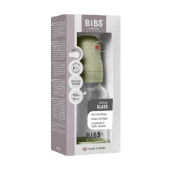 Outlet Glass baby bottle silicone 120 ml sage Sutteflasker
