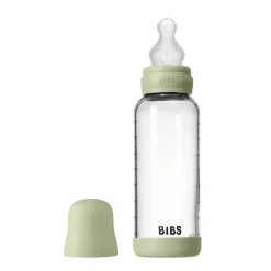 Glass baby bottle silicone 240 ml sage Sutteflasker