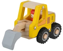 Discount Gravemaskine i træ med gummihjul - FSC Legetøjsbiler