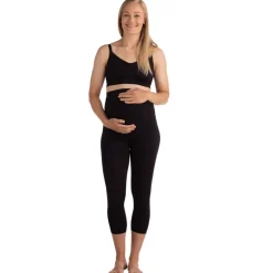 Clearance Graviditets leggings m. støtte 3/4 længde sort Leggings/Strømpebukser