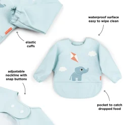 Hagesmæk m/ærmer og lomme Playground Blå Hagesmække