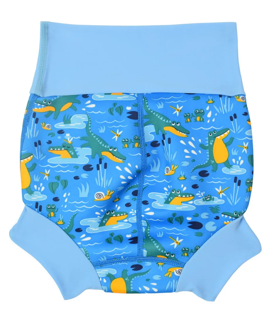Sale Happy nappy - Crocodile swamp blue Blebadebukser