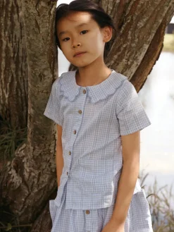 Clearance Hazelle kortærmet løs skjorte - ZEN BLUE Skjorter